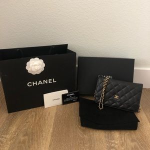 Chanel wallet on chain Caviar Leather Black w/Gold